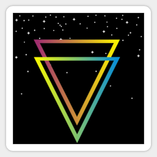 RETRO TRIANGLES WITH STARS IN THE UNIVERSE Sticker